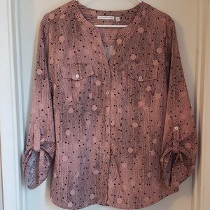 Pink Graphic Button Down Top Notions XL